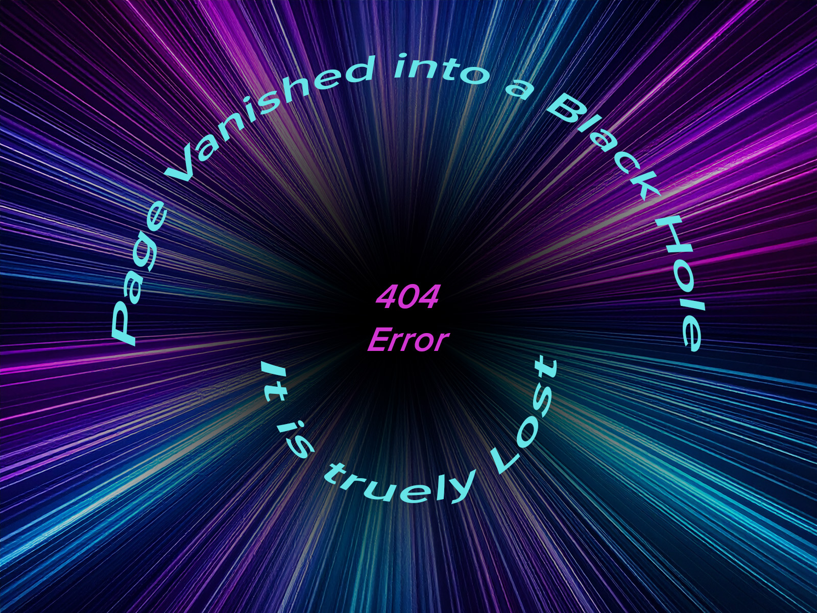 A sci-fi black hole consuming digital data with the text '404: Page Vanished into a Black Hole – It’s Truly Lost!'
